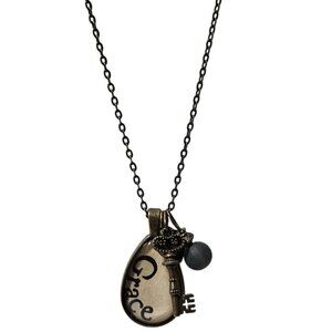 Antique Bronze Grace Key Heart Charm Necklace Vintage Fashion Jewelry Women